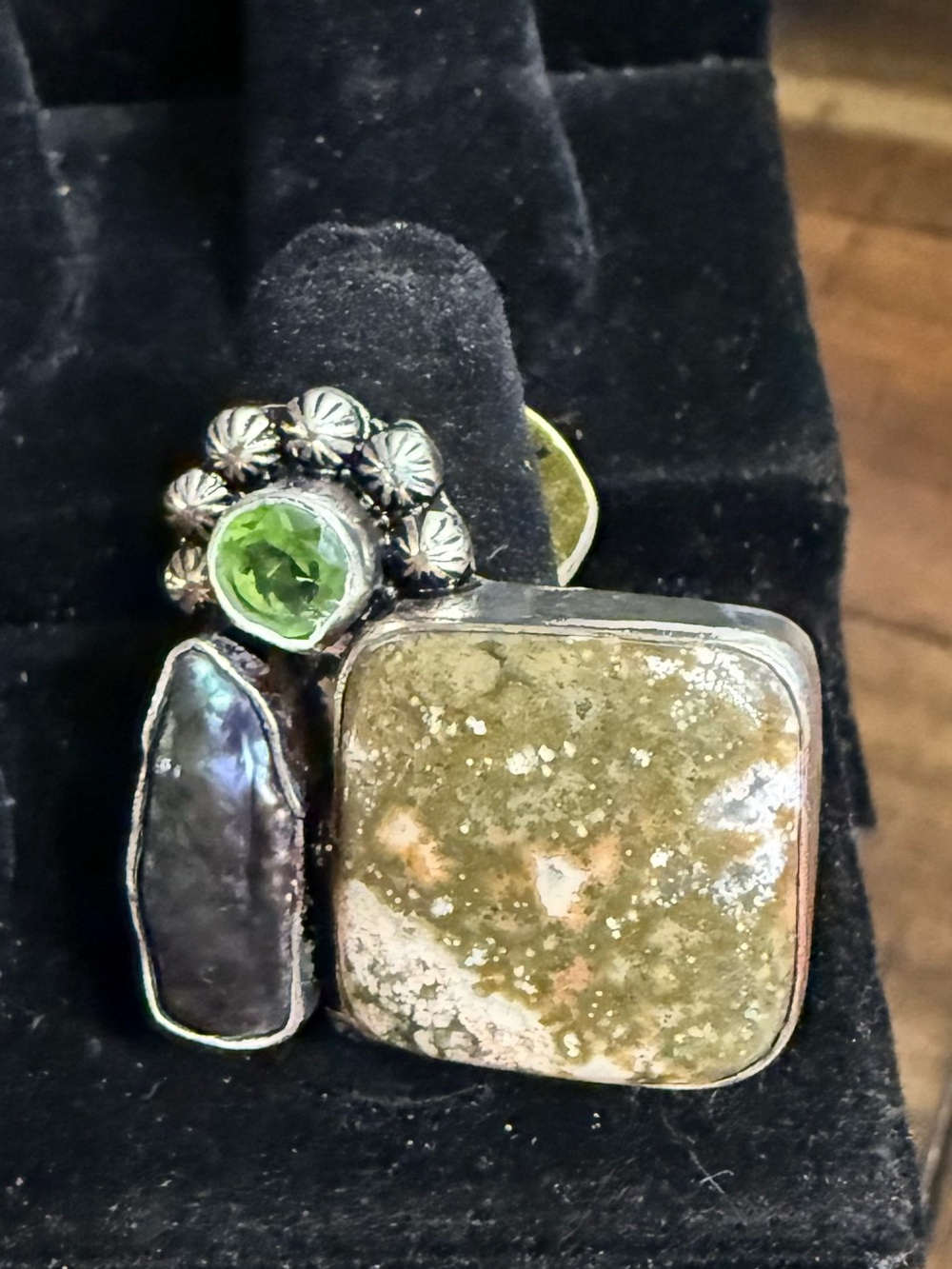 Green Peridot & Mixed Stone Sterling Statement Ring - Women's Jewelry